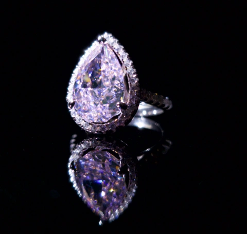 Pear-shaped Pink Zirconia Ring